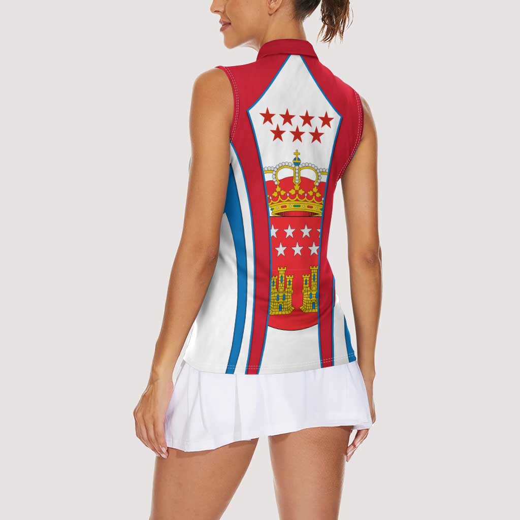 Madrid Flag Women Sleeveless Polo Shirt Autonomous Community of Spain - Wonder Print Shop