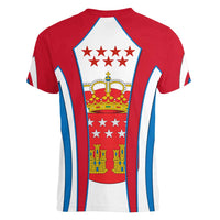 Madrid Flag Women V-Neck T-Shirt Autonomous Community of Spain - Wonder Print Shop