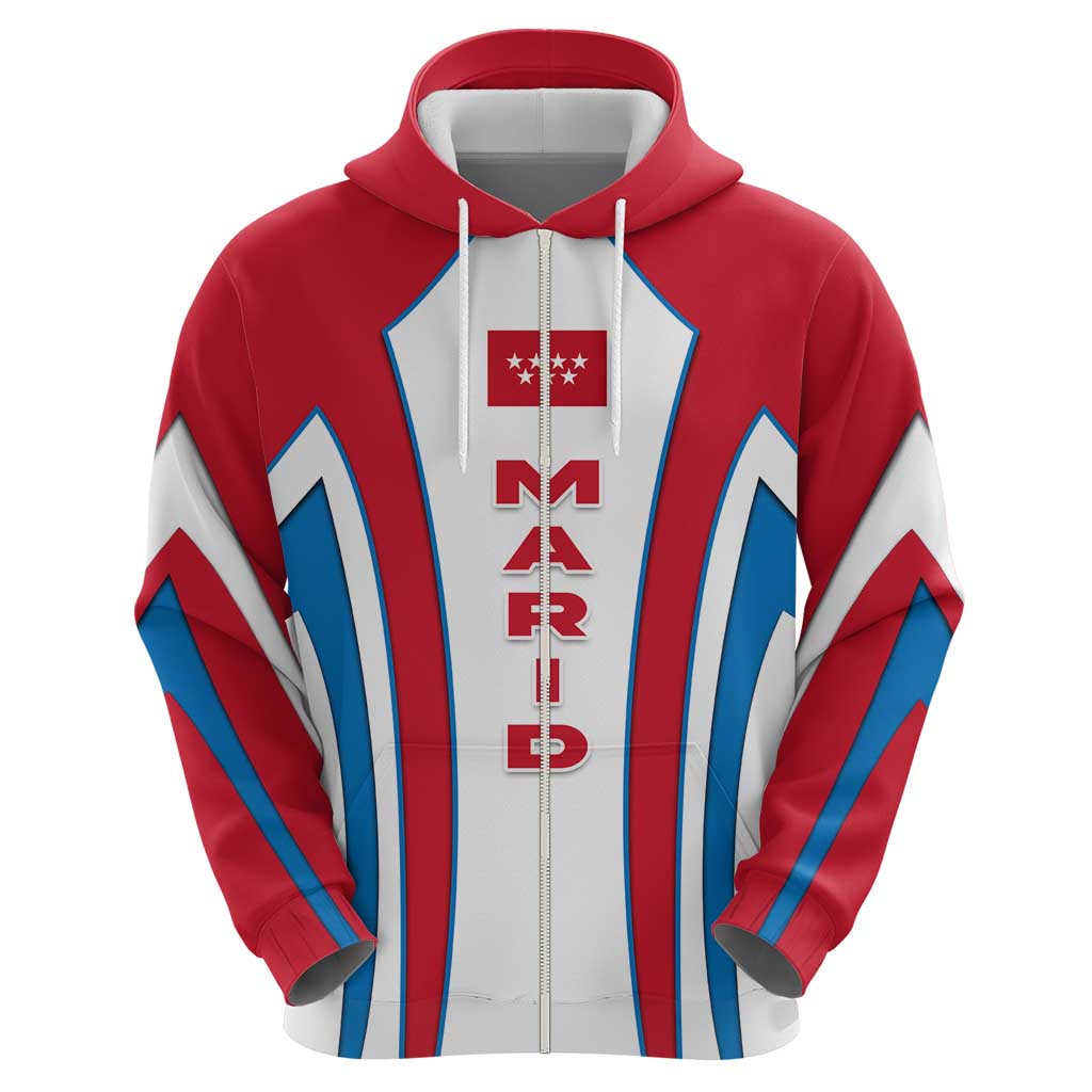 Madrid Flag Zip Hoodie Autonomous Community of Spain - Wonder Print Shop