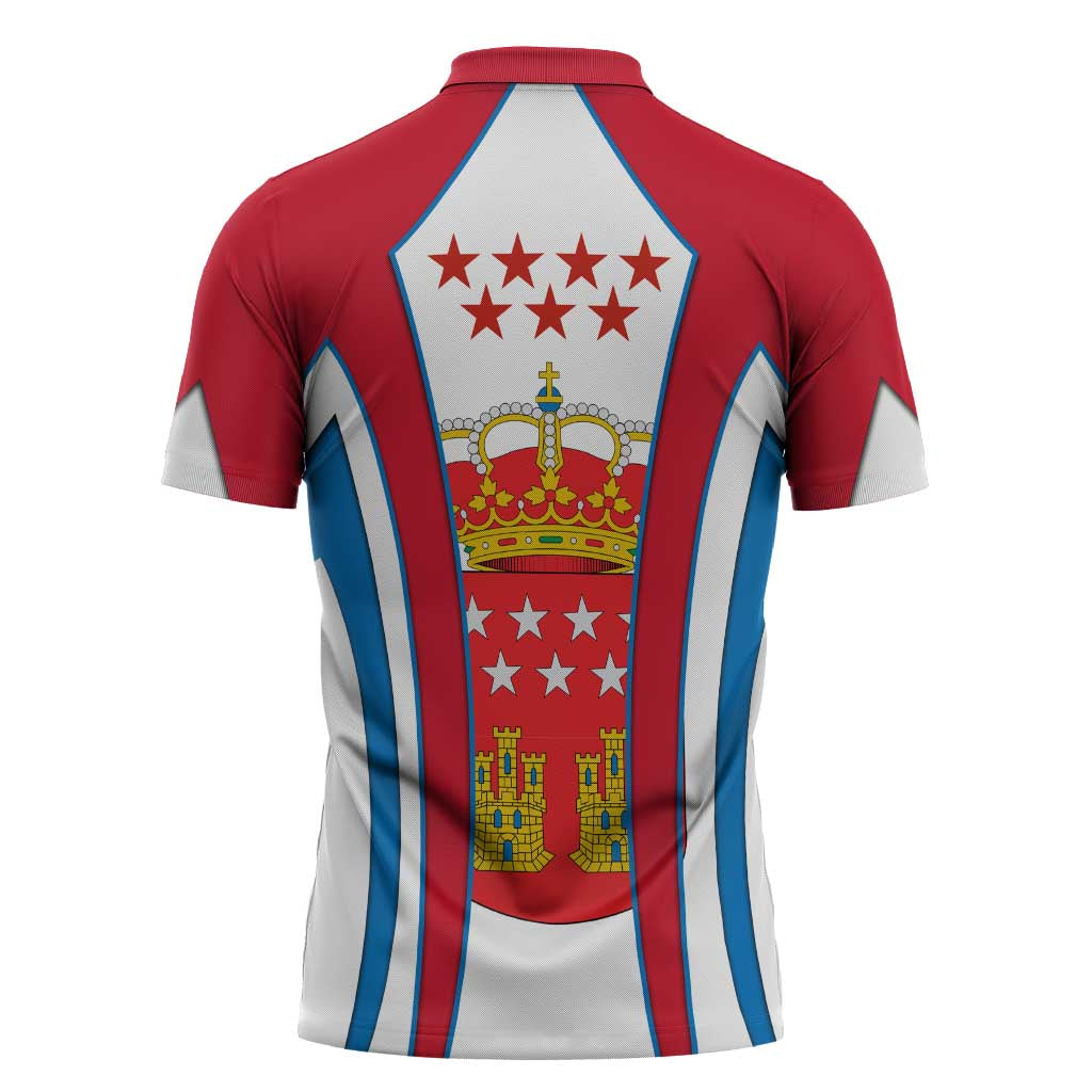 Madrid Flag Zipper Polo Shirt Autonomous Community of Spain - Wonder Print Shop