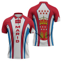 Madrid Flag Zipper Polo Shirt Autonomous Community of Spain - Wonder Print Shop