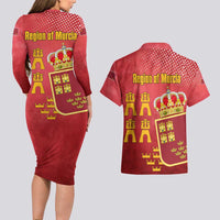Region of Murcia Flag Couples Matching Long Sleeve Bodycon Dress and Hawaiian Shirt Autonomous Community of Spain - Wonder Print Shop