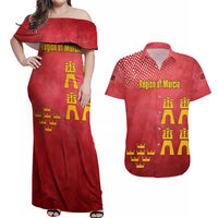 Region of Murcia Flag Couples Matching Off Shoulder Maxi Dress and Hawaiian Shirt Autonomous Community of Spain - Wonder Print Shop