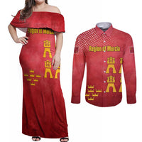 Region of Murcia Flag Couples Matching Off Shoulder Maxi Dress and Long Sleeve Button Shirt Autonomous Community of Spain - Wonder Print Shop