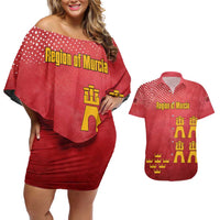 Region of Murcia Flag Couples Matching Off Shoulder Short Dress and Hawaiian Shirt Autonomous Community of Spain - Wonder Print Shop