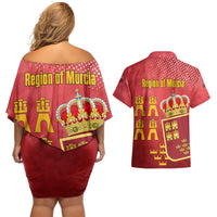 Region of Murcia Flag Couples Matching Off Shoulder Short Dress and Hawaiian Shirt Autonomous Community of Spain - Wonder Print Shop