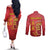 Region of Murcia Flag Couples Matching Off The Shoulder Long Sleeve Dress and Long Sleeve Button Shirt Autonomous Community of Spain - Wonder Print Shop