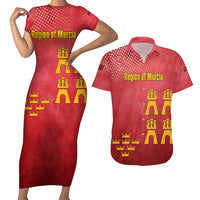 Region of Murcia Flag Couples Matching Short Sleeve Bodycon Dress and Hawaiian Shirt Autonomous Community of Spain - Wonder Print Shop