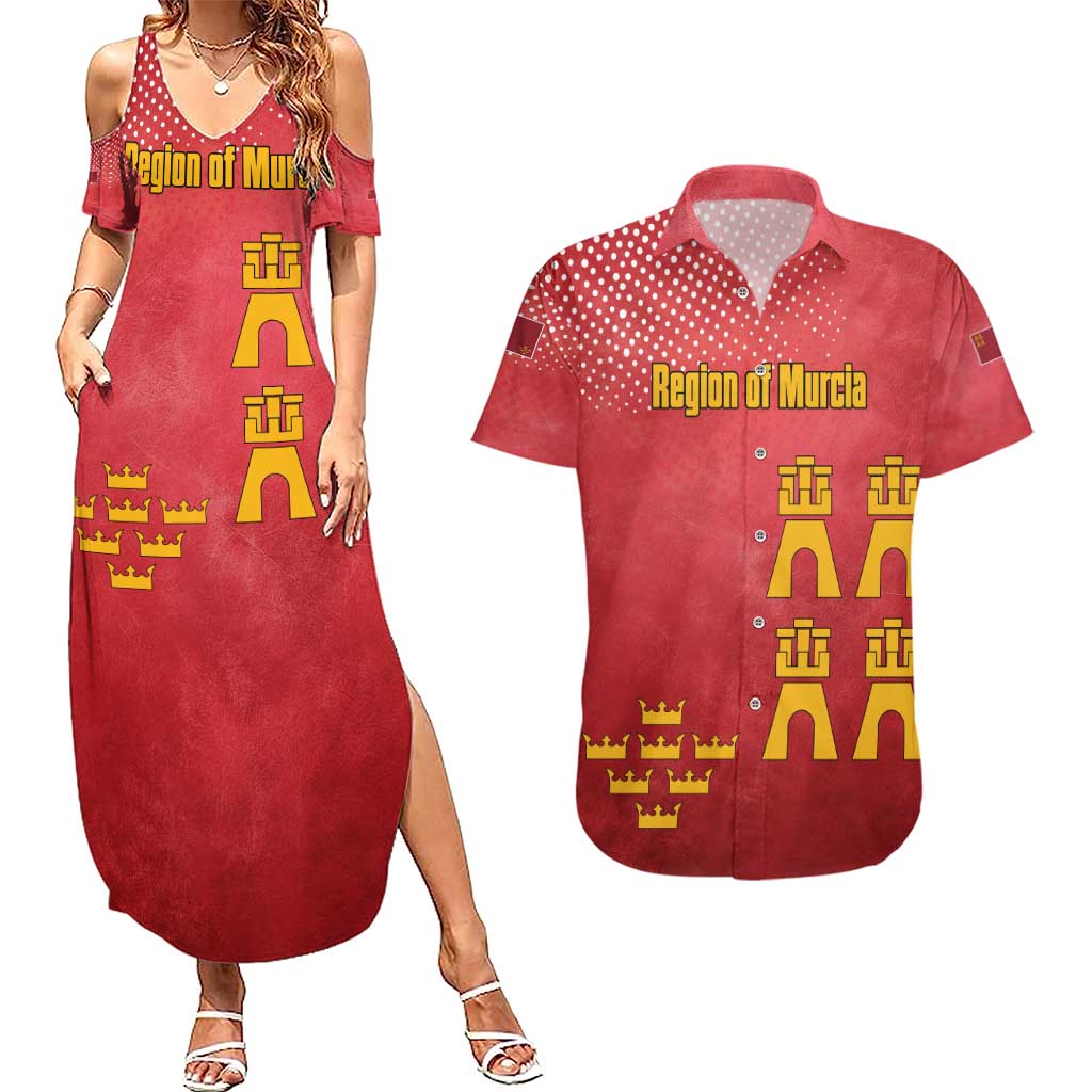 Region of Murcia Flag Couples Matching Summer Maxi Dress and Hawaiian Shirt Autonomous Community of Spain - Wonder Print Shop