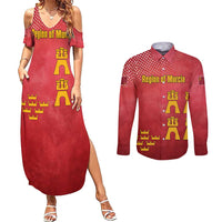 Region of Murcia Flag Couples Matching Summer Maxi Dress and Long Sleeve Button Shirt Autonomous Community of Spain - Wonder Print Shop