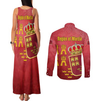 Region of Murcia Flag Couples Matching Tank Maxi Dress and Long Sleeve Button Shirt Autonomous Community of Spain - Wonder Print Shop