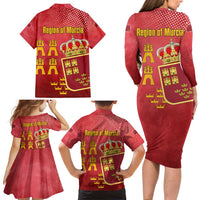 Region of Murcia Flag Family Matching Long Sleeve Bodycon Dress and Hawaiian Shirt Autonomous Community of Spain - Wonder Print Shop