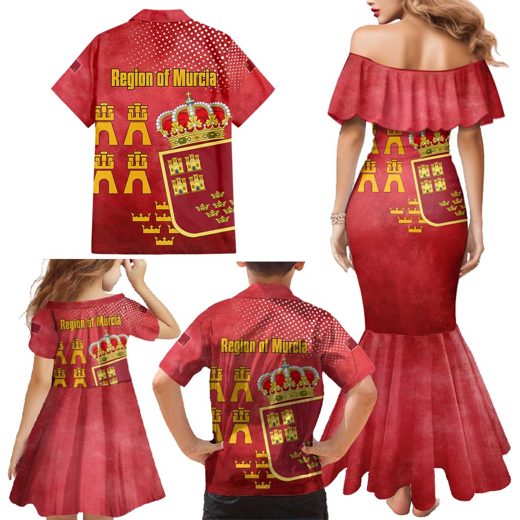 Region of Murcia Flag Family Matching Mermaid Dress and Hawaiian Shirt Autonomous Community of Spain - Wonder Print Shop