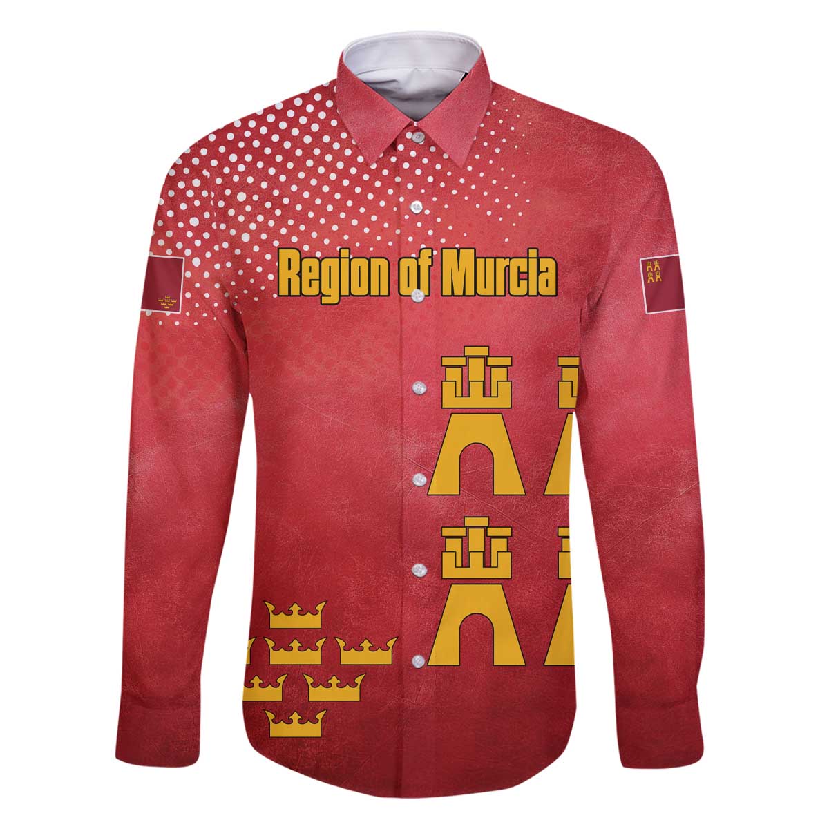 Region of Murcia Flag Family Matching Off The Shoulder Long Sleeve Dress and Hawaiian Shirt Autonomous Community of Spain - Wonder Print Shop