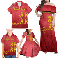 Region of Murcia Flag Family Matching Off Shoulder Maxi Dress and Hawaiian Shirt Autonomous Community of Spain - Wonder Print Shop