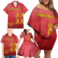 Region of Murcia Flag Family Matching Off Shoulder Short Dress and Hawaiian Shirt Autonomous Community of Spain - Wonder Print Shop