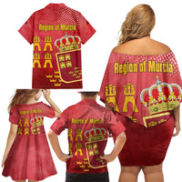 Region of Murcia Flag Family Matching Off Shoulder Short Dress and Hawaiian Shirt Autonomous Community of Spain - Wonder Print Shop