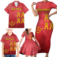 Region of Murcia Flag Family Matching Short Sleeve Bodycon Dress and Hawaiian Shirt Autonomous Community of Spain - Wonder Print Shop