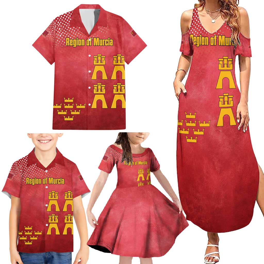 Region of Murcia Flag Family Matching Summer Maxi Dress and Hawaiian Shirt Autonomous Community of Spain - Wonder Print Shop