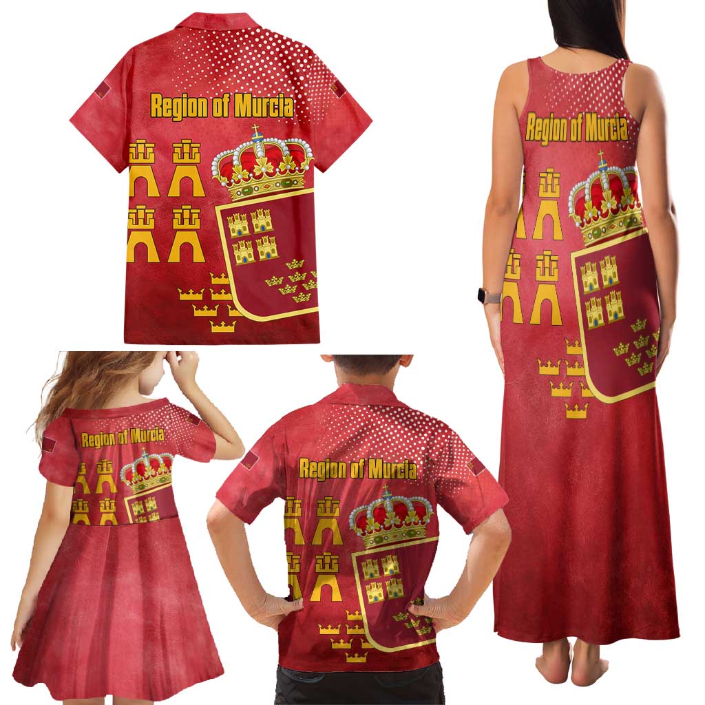 Region of Murcia Flag Family Matching Tank Maxi Dress and Hawaiian Shirt Autonomous Community of Spain - Wonder Print Shop