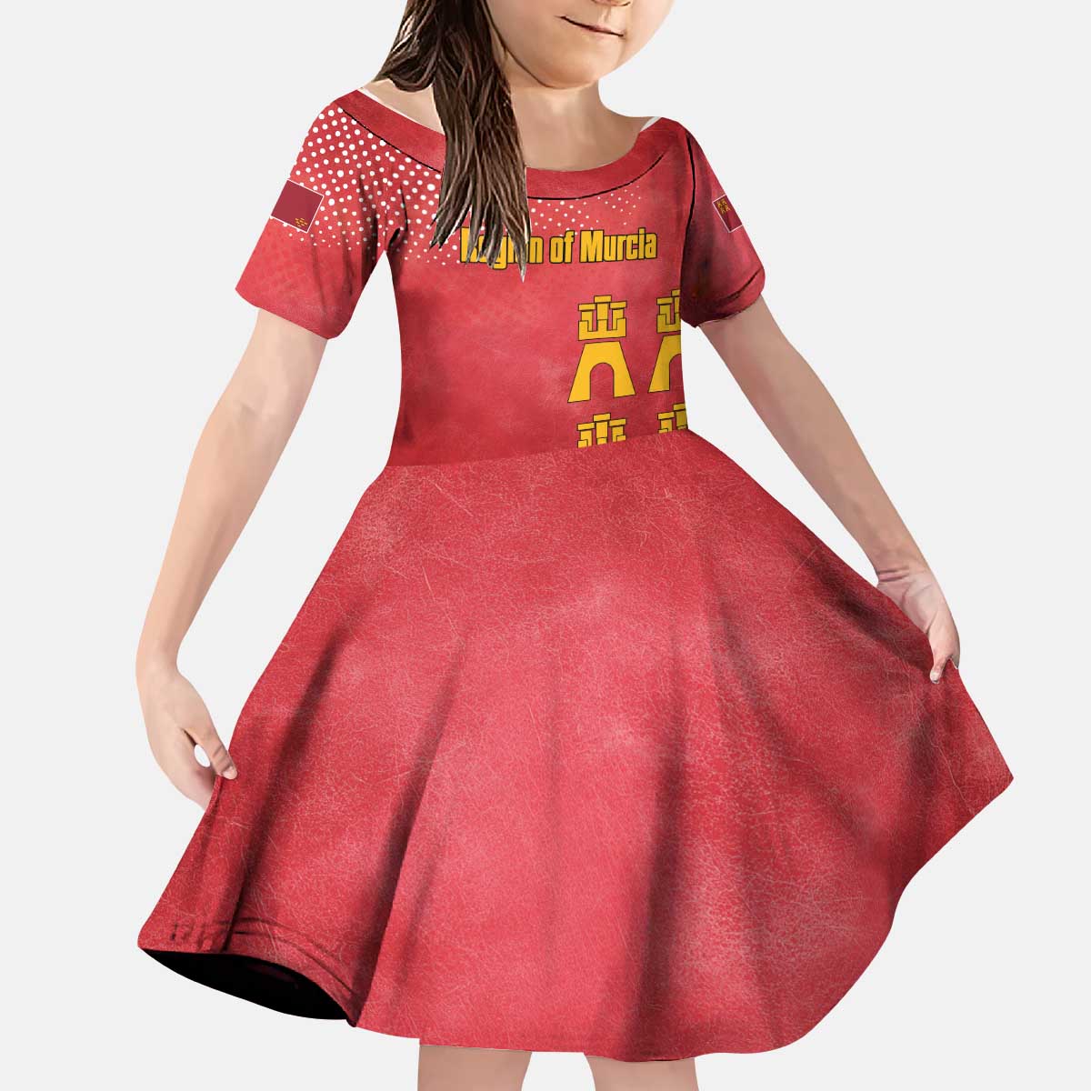 Region of Murcia Flag Kid Short Sleeve Dress Autonomous Community of Spain - Wonder Print Shop