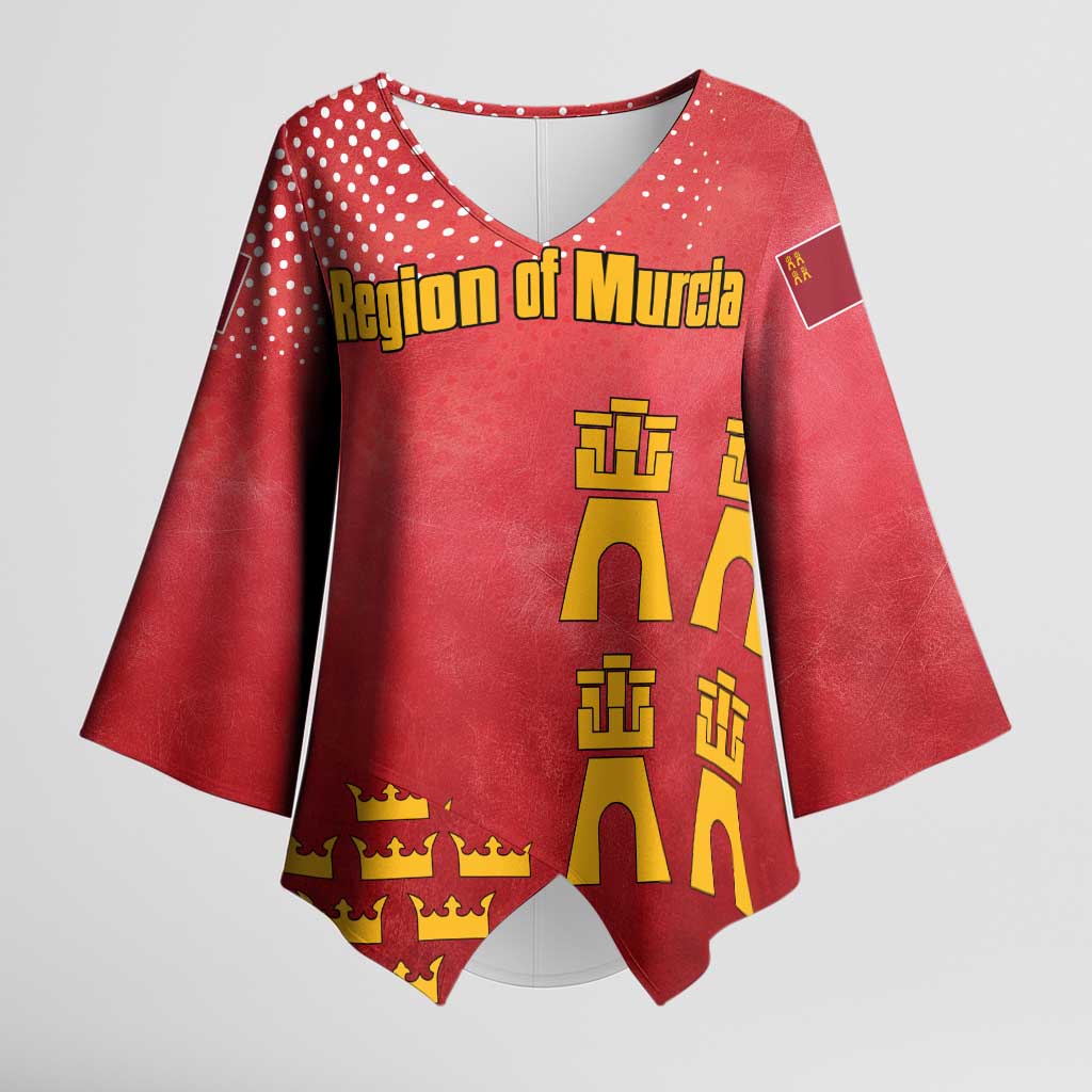 Region of Murcia Flag Kimono Sleeve Blouse Autonomous Community of Spain - Wonder Print Shop