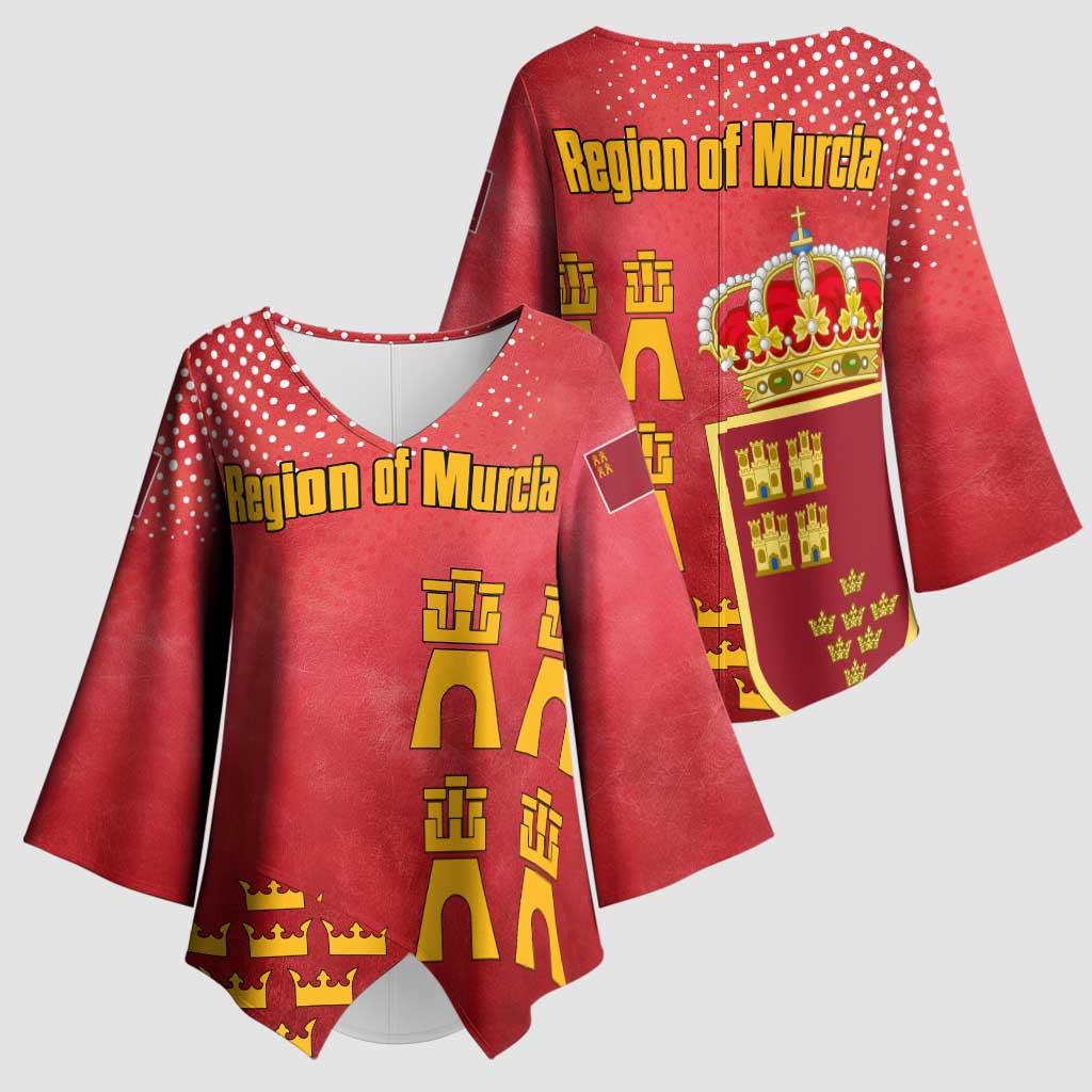Region of Murcia Flag Kimono Sleeve Blouse Autonomous Community of Spain - Wonder Print Shop