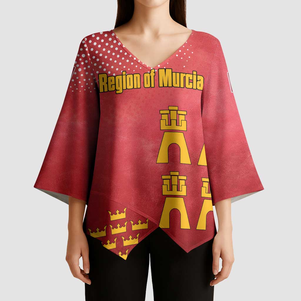 Region of Murcia Flag Kimono Sleeve Blouse Autonomous Community of Spain - Wonder Print Shop