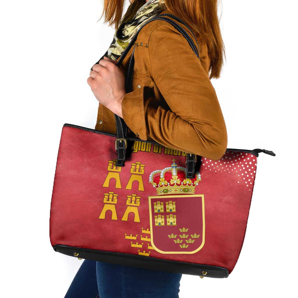 Region of Murcia Flag Leather Tote Bag Autonomous Community of Spain - Wonder Print Shop