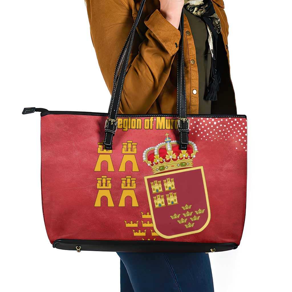 Region of Murcia Flag Leather Tote Bag Autonomous Community of Spain - Wonder Print Shop
