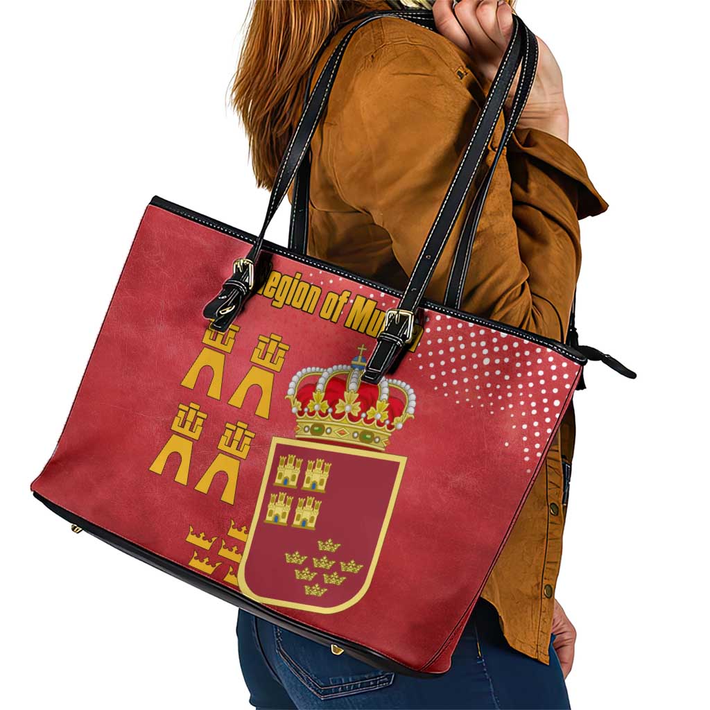Region of Murcia Flag Leather Tote Bag Autonomous Community of Spain - Wonder Print Shop