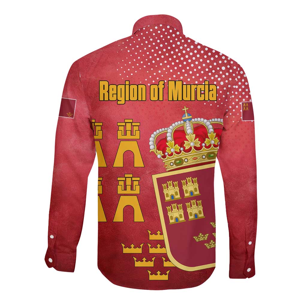 Region of Murcia Flag Long Sleeve Button Shirt Autonomous Community of Spain - Wonder Print Shop
