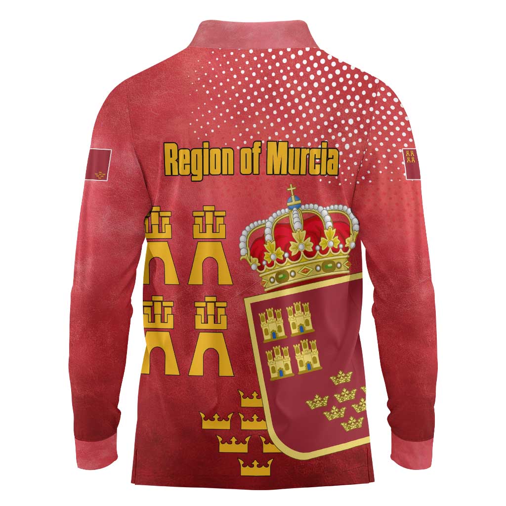 Region of Murcia Flag Long Sleeve Polo Shirt Autonomous Community of Spain - Wonder Print Shop