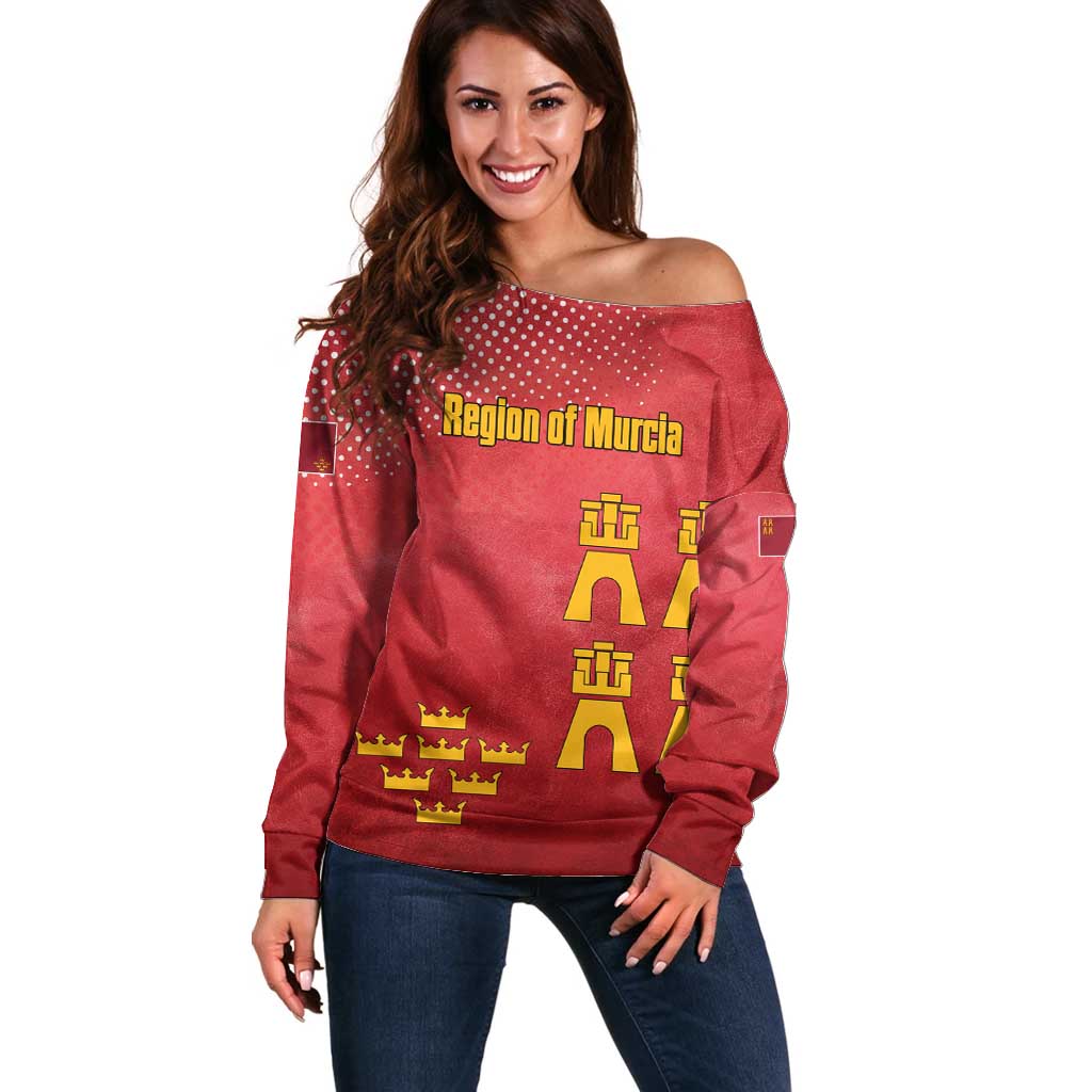 Region of Murcia Flag Off Shoulder Sweater Autonomous Community of Spain - Wonder Print Shop