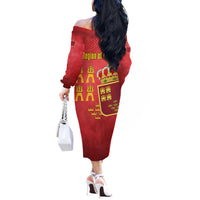 Region of Murcia Flag Off The Shoulder Long Sleeve Dress Autonomous Community of Spain - Wonder Print Shop