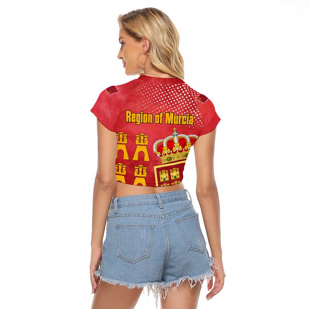 Region of Murcia Flag Raglan Cropped T Shirt Autonomous Community of Spain - Wonder Print Shop