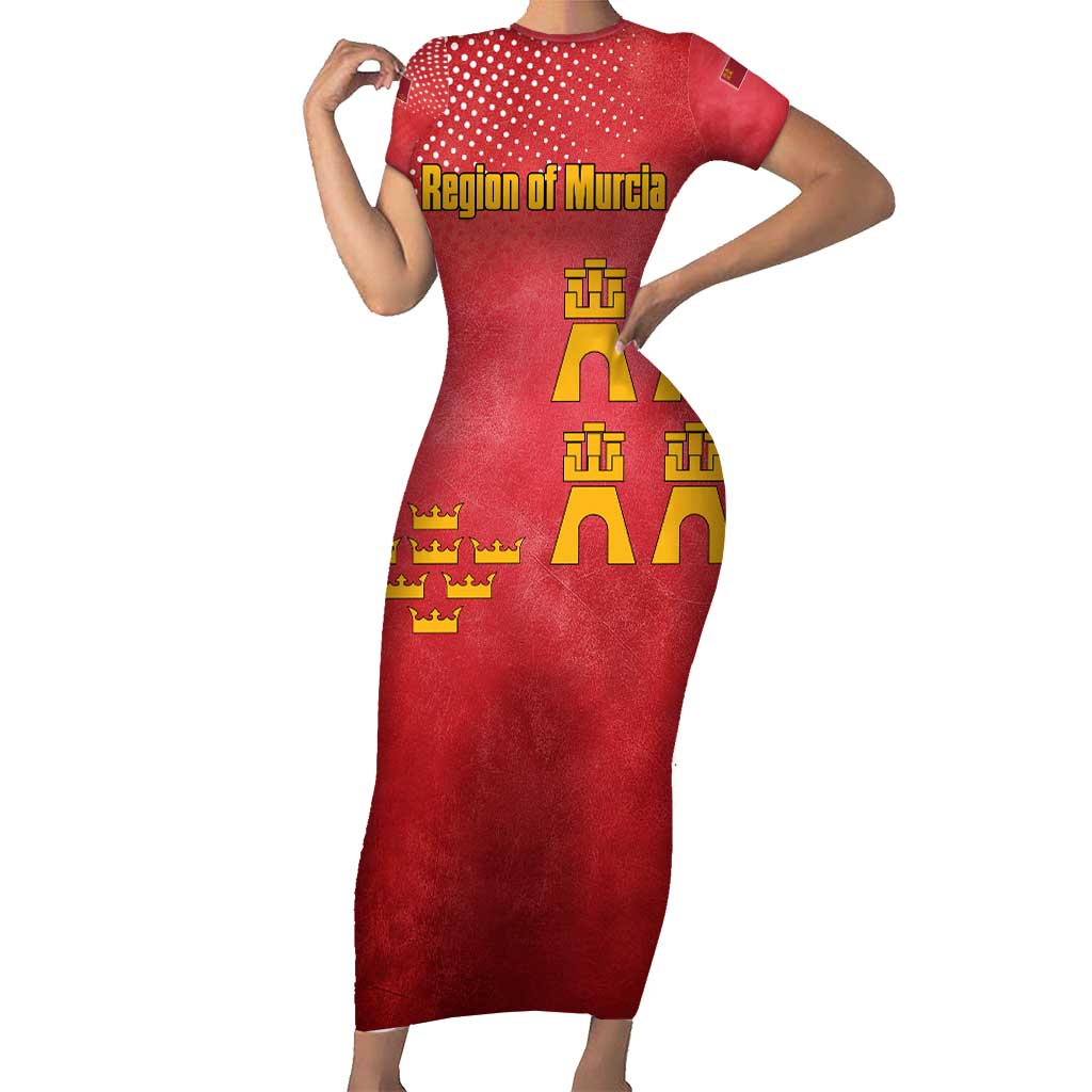 Region of Murcia Flag Short Sleeve Bodycon Dress Autonomous Community of Spain - Wonder Print Shop