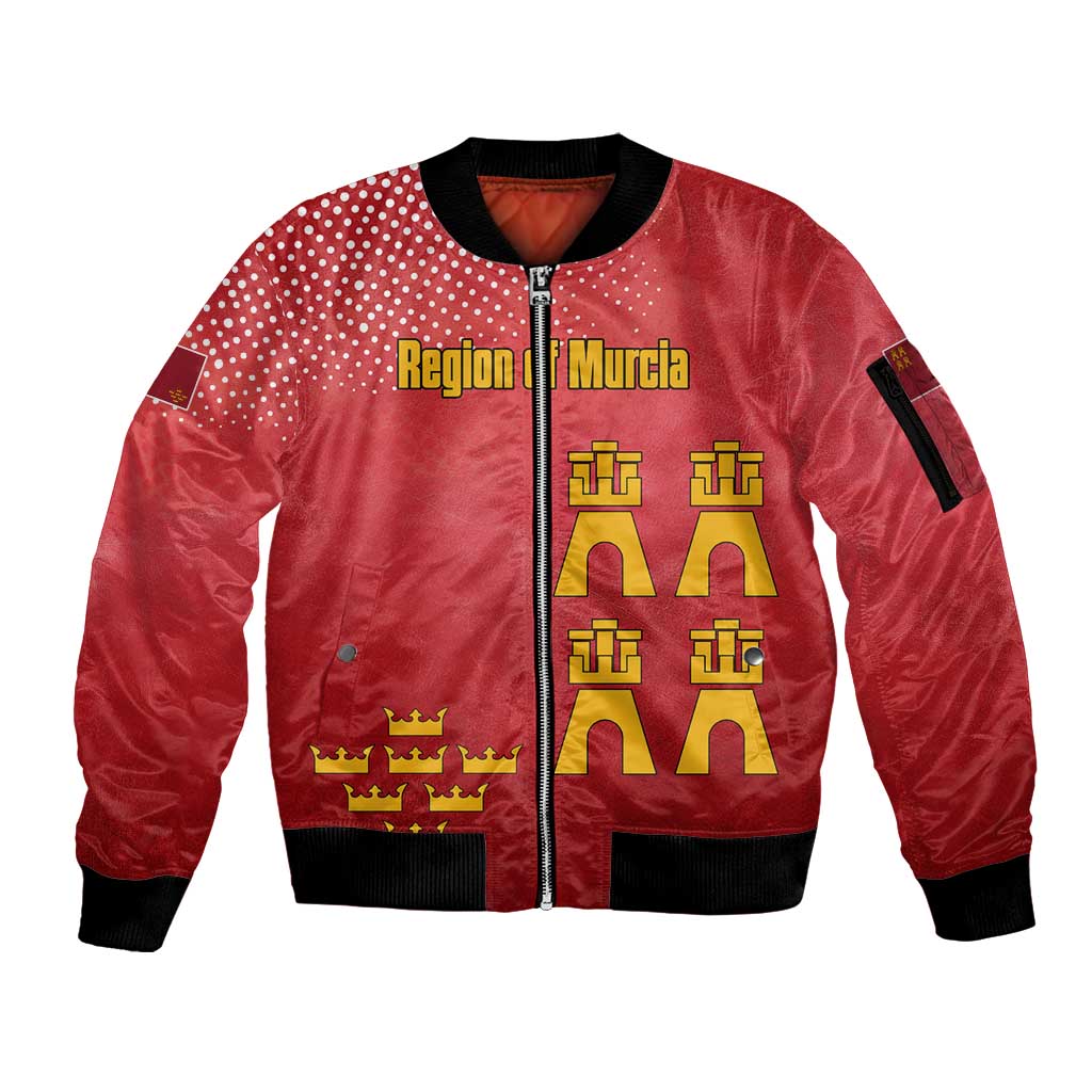 Region of Murcia Flag Sleeve Zip Bomber Jacket Autonomous Community of Spain - Wonder Print Shop