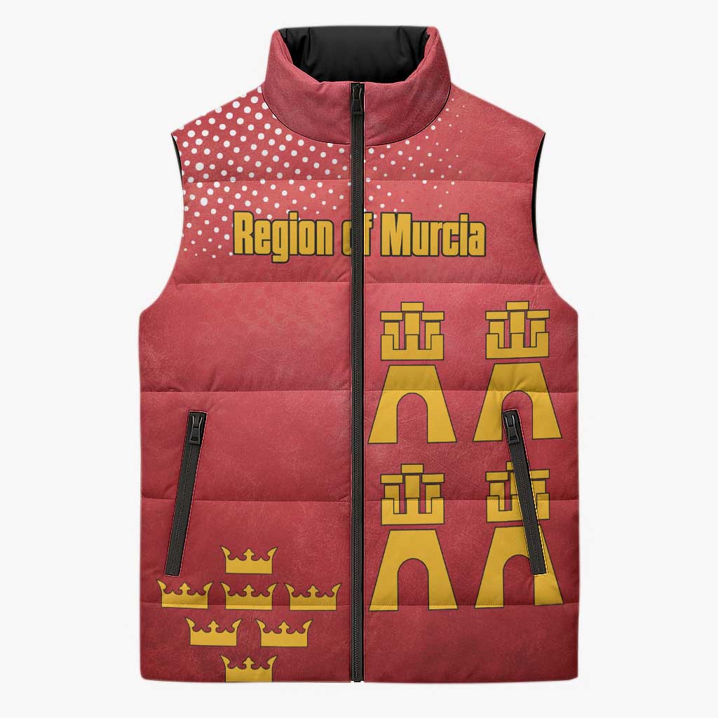 Region of Murcia Flag Sleeveless Puffer Jacket Autonomous Community of Spain - Wonder Print Shop
