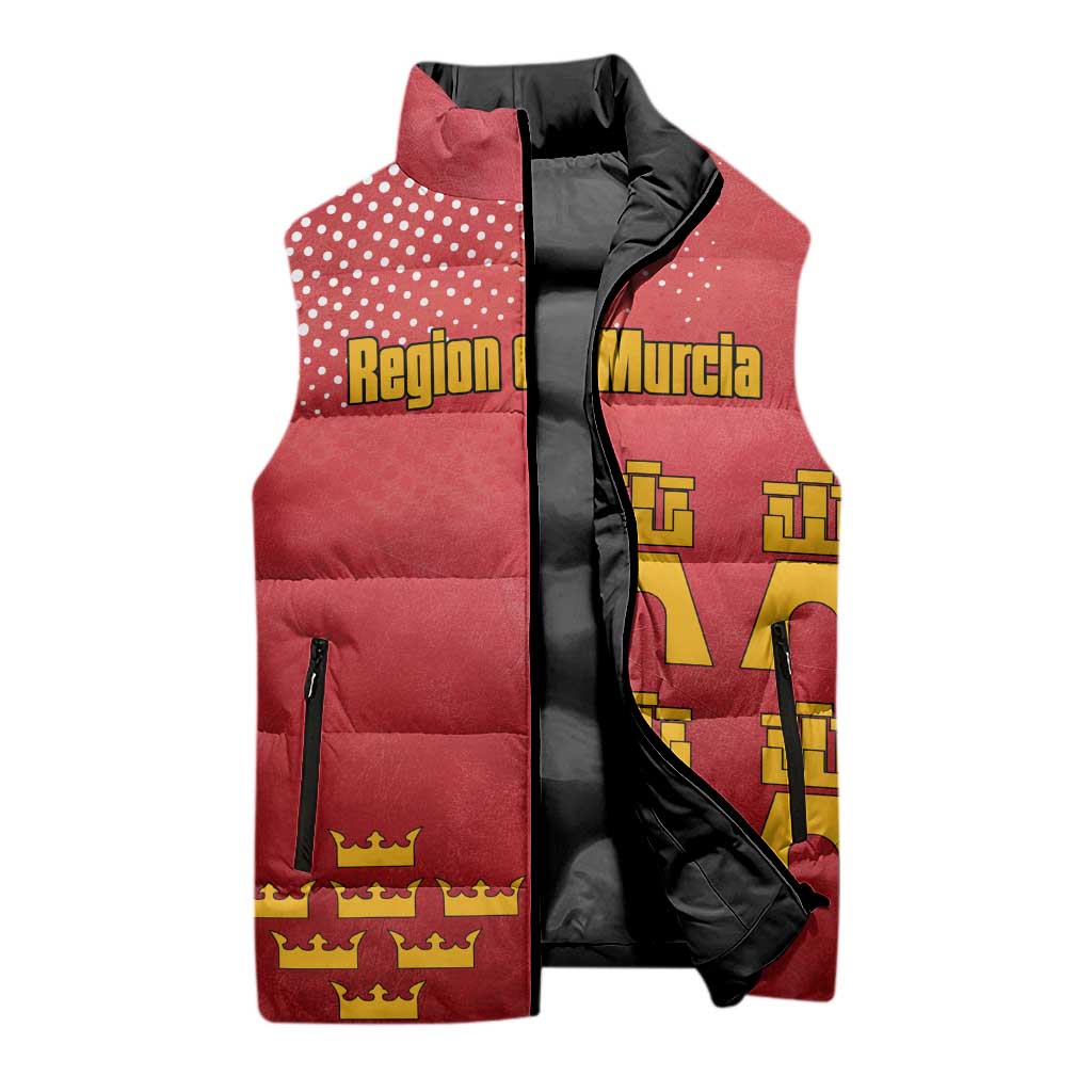 Region of Murcia Flag Sleeveless Puffer Jacket Autonomous Community of Spain - Wonder Print Shop