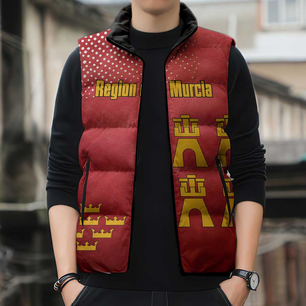 Region of Murcia Flag Sleeveless Puffer Jacket Autonomous Community of Spain - Wonder Print Shop