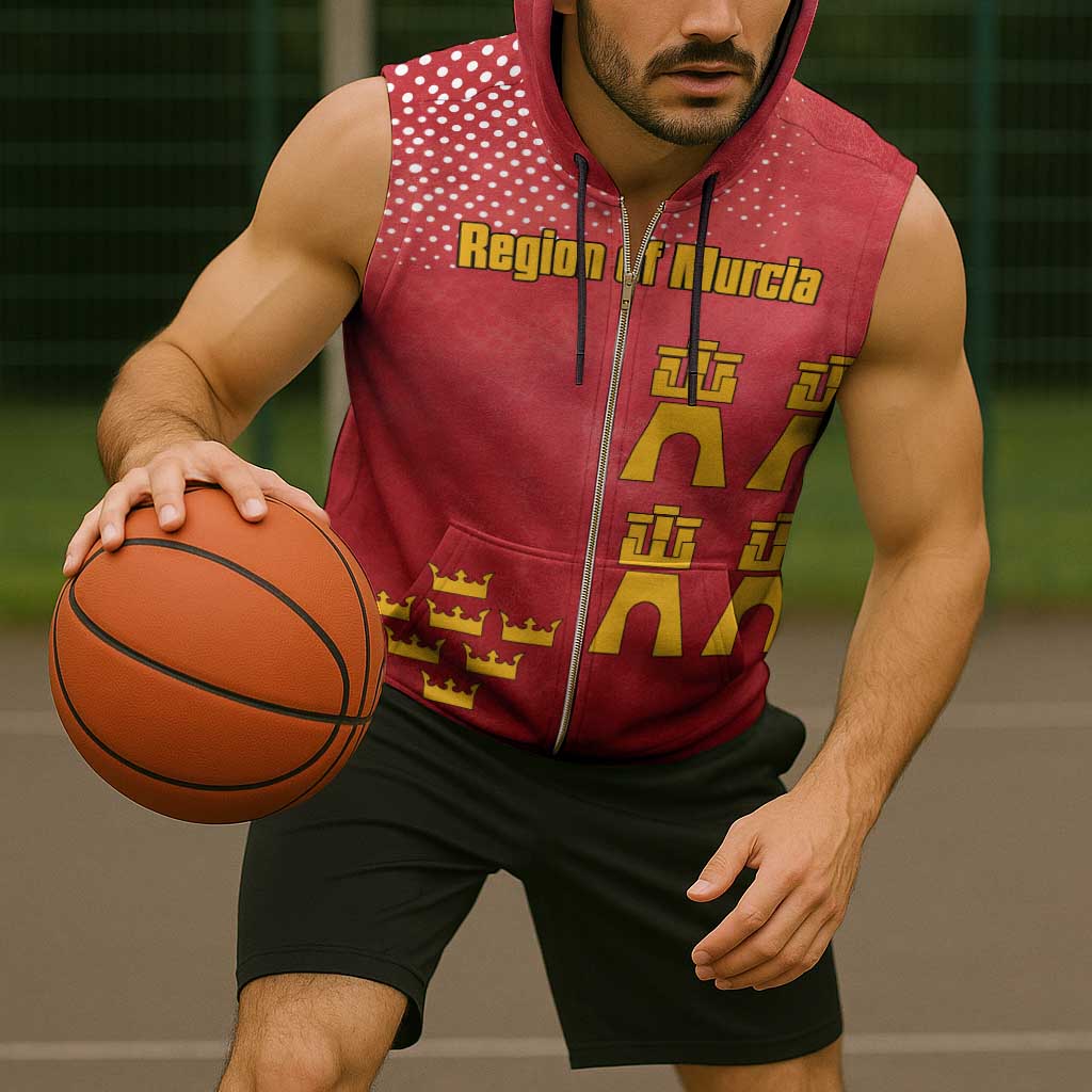 Region of Murcia Flag Sleeveless Zip Hoodie Autonomous Community of Spain - Wonder Print Shop