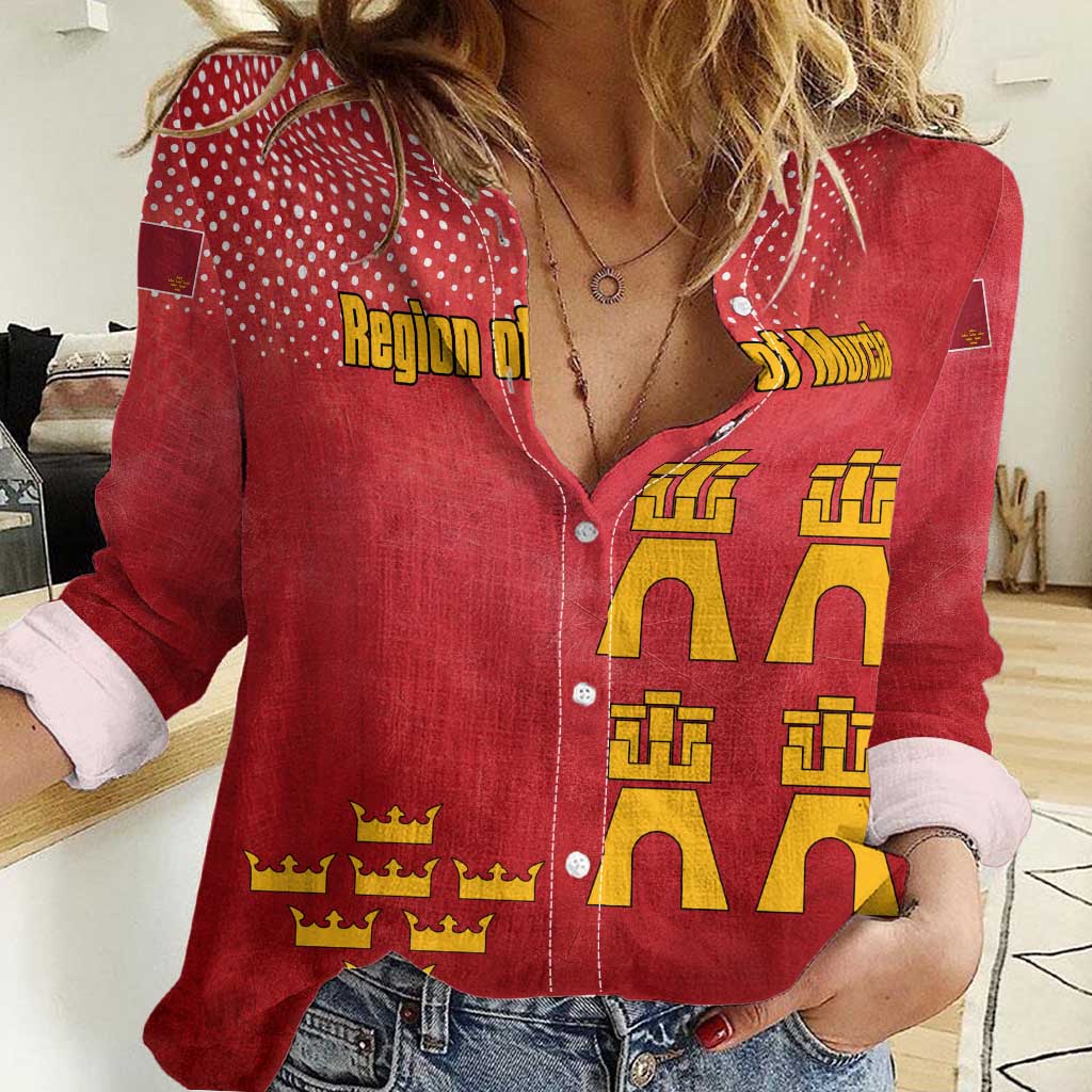 Region of Murcia Flag Women Casual Shirt Autonomous Community of Spain - Wonder Print Shop
