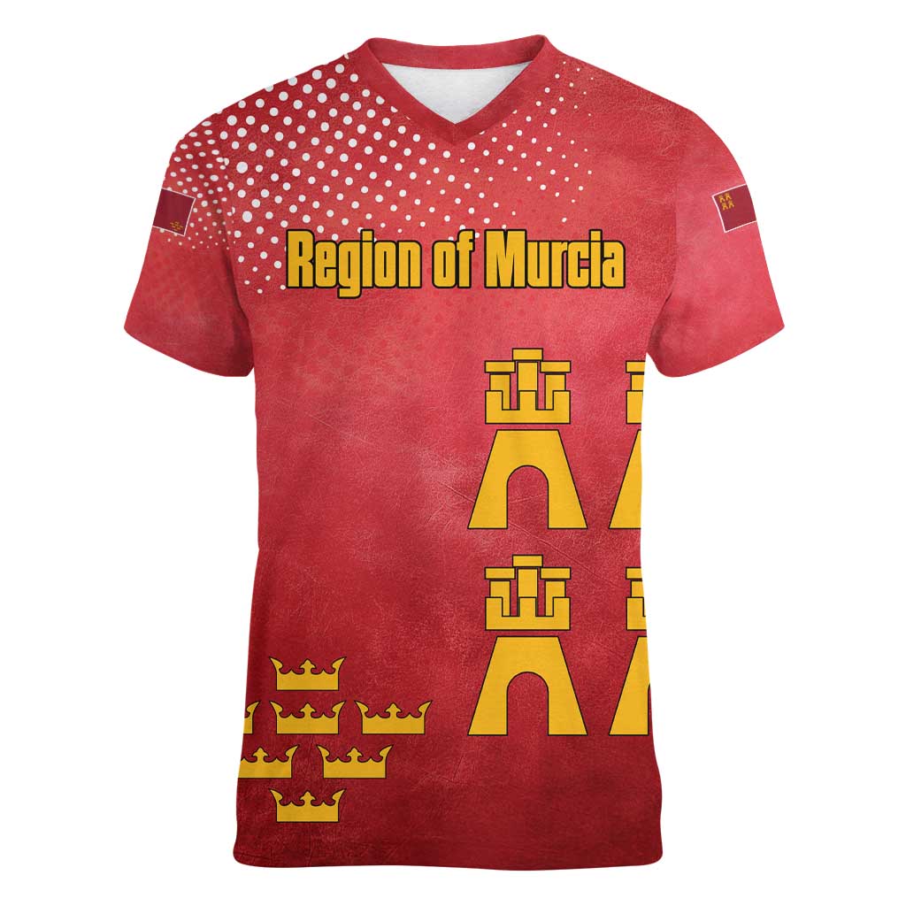 Region of Murcia Flag Women V-Neck T-Shirt Autonomous Community of Spain - Wonder Print Shop