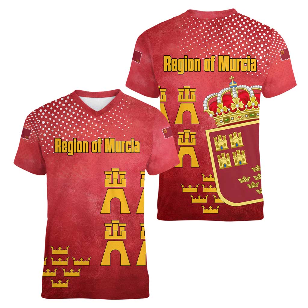 Region of Murcia Flag Women V-Neck T-Shirt Autonomous Community of Spain - Wonder Print Shop