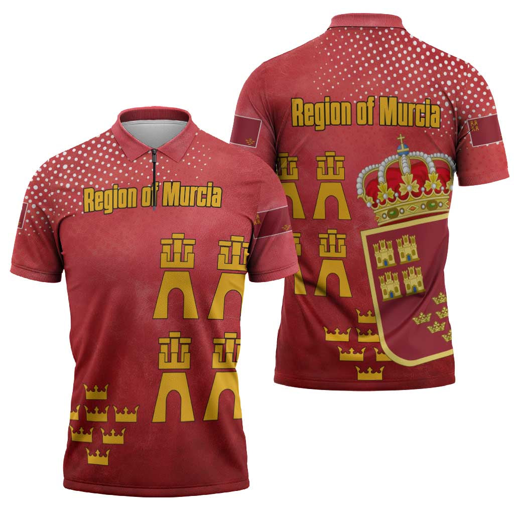 Region of Murcia Flag Zipper Polo Shirt Autonomous Community of Spain - Wonder Print Shop