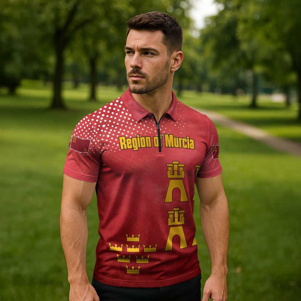 Region of Murcia Flag Zipper Polo Shirt Autonomous Community of Spain - Wonder Print Shop