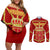 Navarre Flag Couples Matching Off Shoulder Short Dress and Long Sleeve Button Shirt Autonomous Community of Spain - Wonder Print Shop