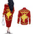Navarre Flag Couples Matching Off The Shoulder Long Sleeve Dress and Long Sleeve Button Shirt Autonomous Community of Spain - Wonder Print Shop