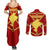 Navarre Flag Couples Matching Summer Maxi Dress and Long Sleeve Button Shirt Autonomous Community of Spain - Wonder Print Shop